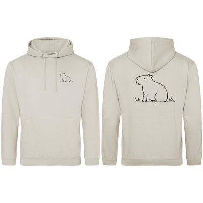 Calm Capybara Adult Hoodie - Wild Lines Natural Stone colour variant image