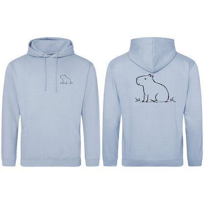 Calm Capybara Adult Hoodie - Wild Lines Sky Blue colour variant image