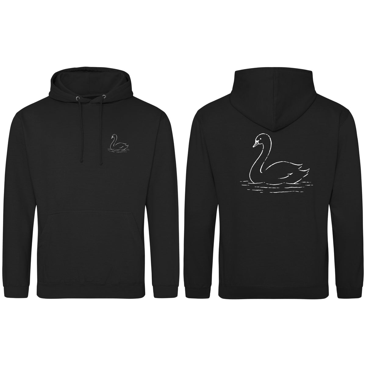Gliding Swan Adult Hoodie - Wild Lines Deep Black colour variant image