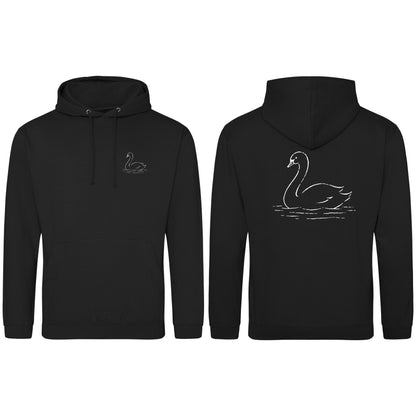 Gliding Swan Adult Hoodie - Wild Lines Deep Black colour variant image