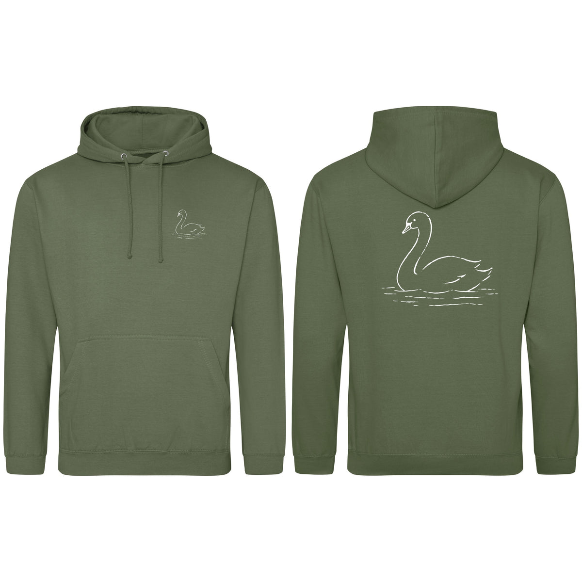 Gliding Swan Adult Hoodie - Wild Lines Earthy Green colour variant image