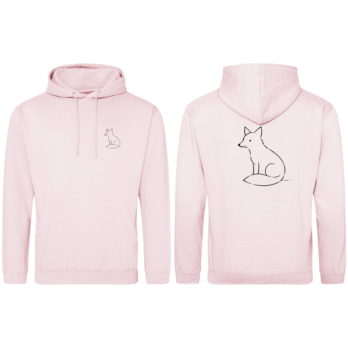 Poised Fox Adult Hoodie - Wild Lines Baby Pink colour variant image