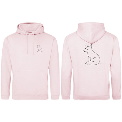 Poised Fox Adult Hoodie - Wild Lines Baby Pink colour variant image