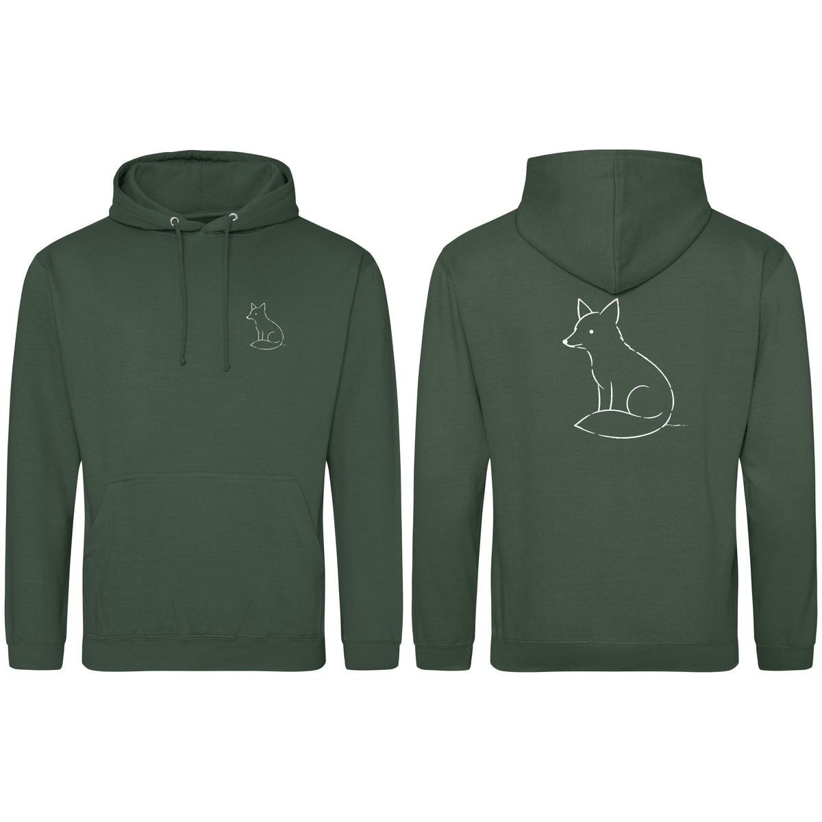 Poised Fox Adult Hoodie - Wild Lines Bottle Green colour variant image