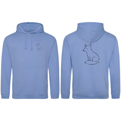 Poised Fox Adult Hoodie - Wild Lines Cornflower Blue colour variant image