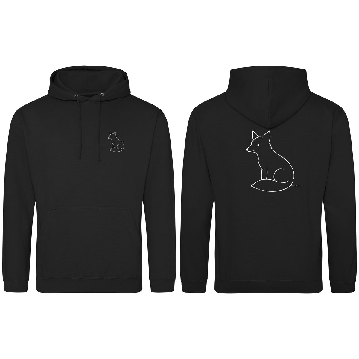 Poised Fox Adult Hoodie - Wild Lines Deep Black colour variant image