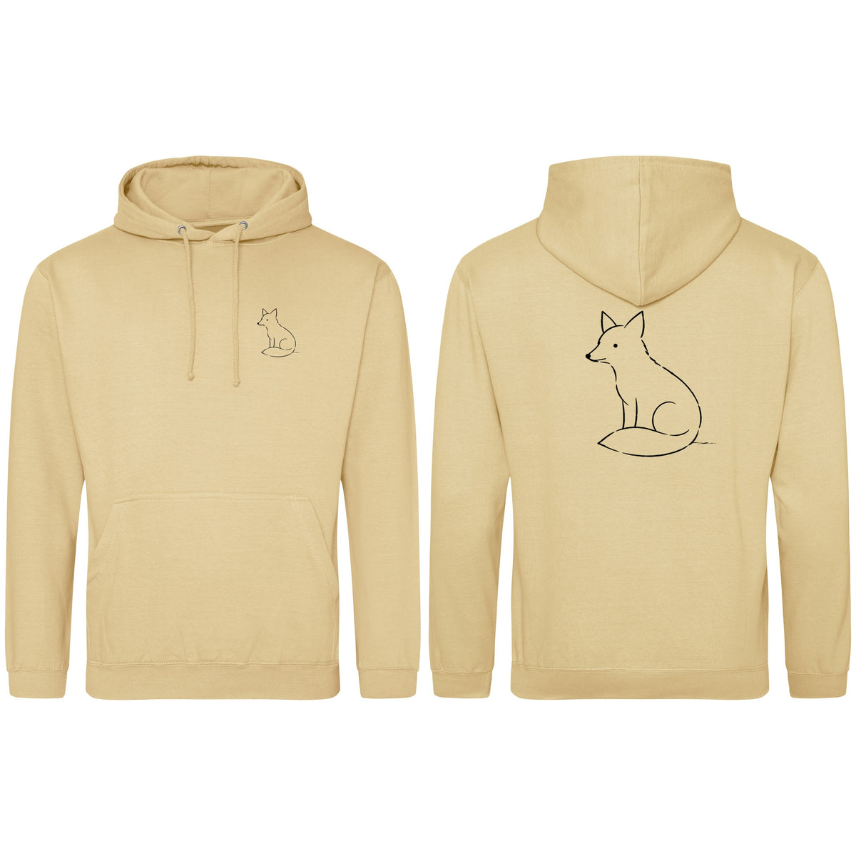 Poised Fox Adult Hoodie - Wild Lines Desert Sand colour variant image