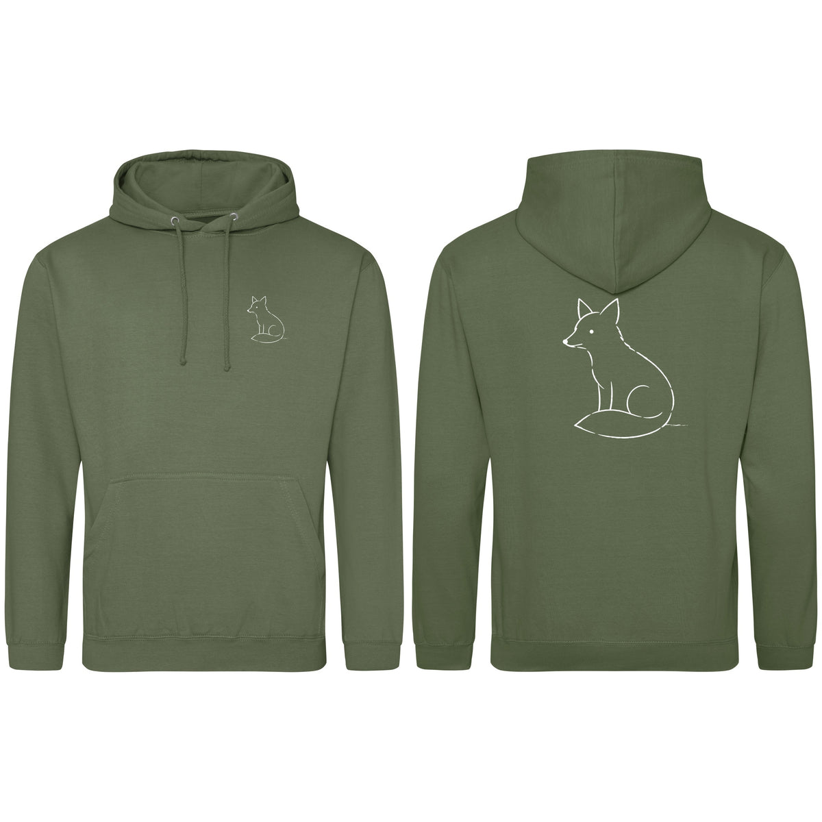 Poised Fox Adult Hoodie - Wild Lines Earthy Green colour variant image