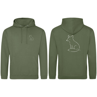 Poised Fox Adult Hoodie - Wild Lines Earthy Green colour variant image