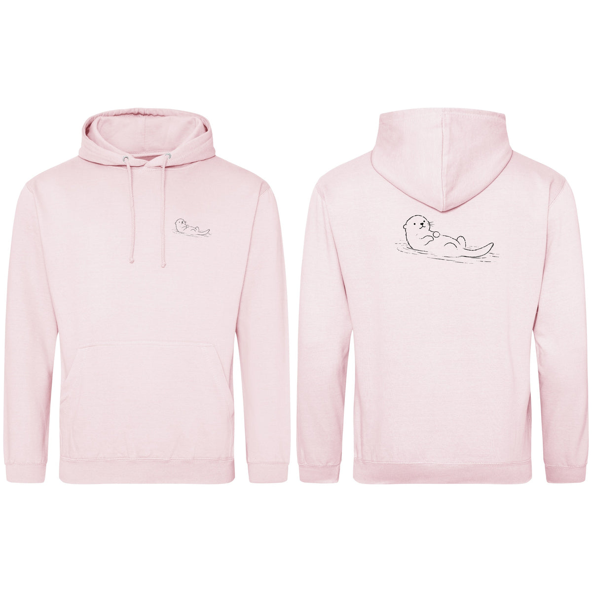 Floating Otter Adult Hoodie - Wild Lines Baby Pink colour variant image