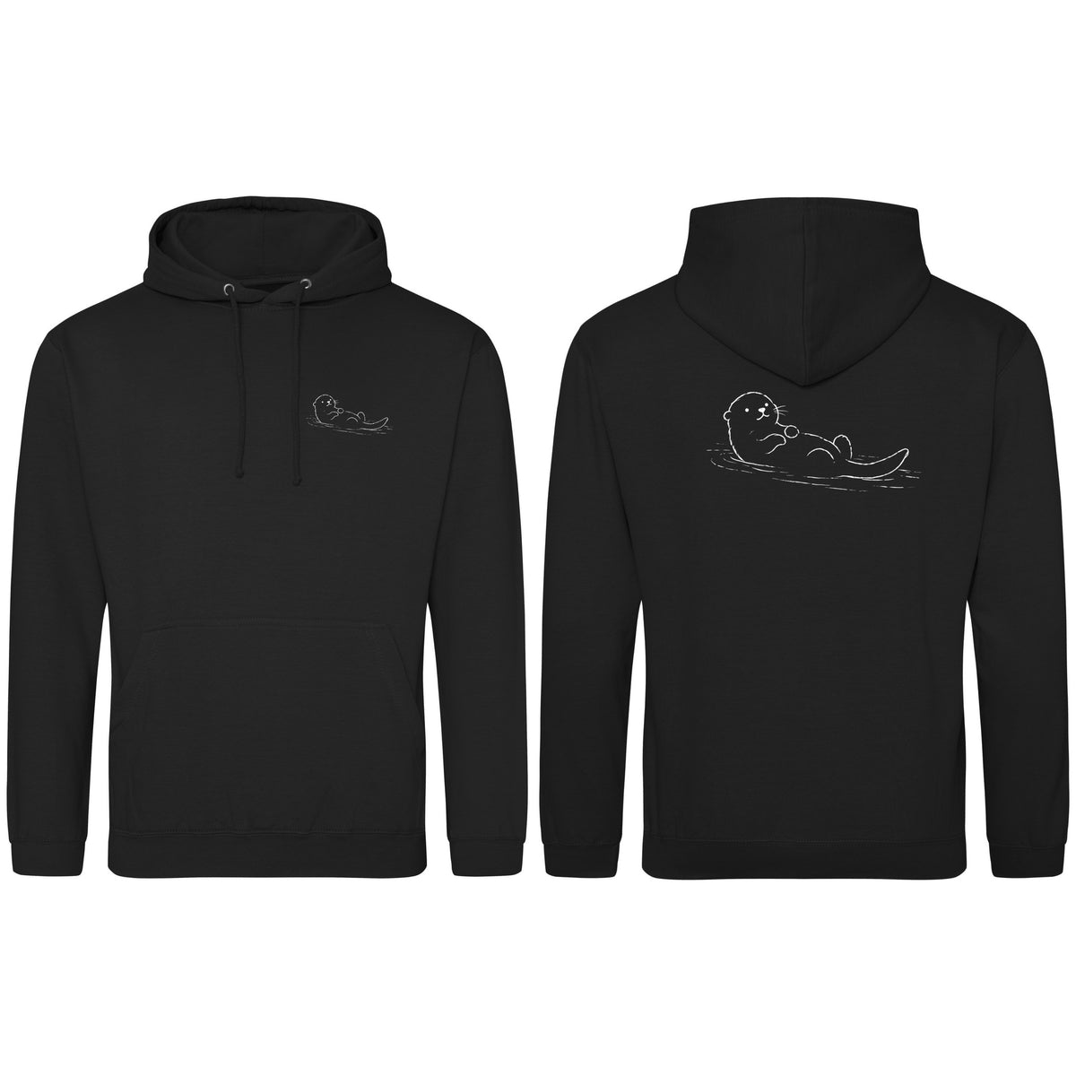 Floating Otter Adult Hoodie - Wild Lines Deep Black colour variant image