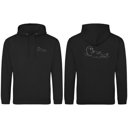 Floating Otter Adult Hoodie - Wild Lines Deep Black colour variant image