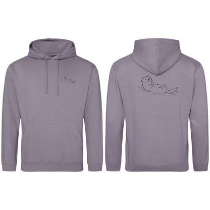Floating Otter Adult Hoodie - Wild Lines Dusty Lilac colour variant image