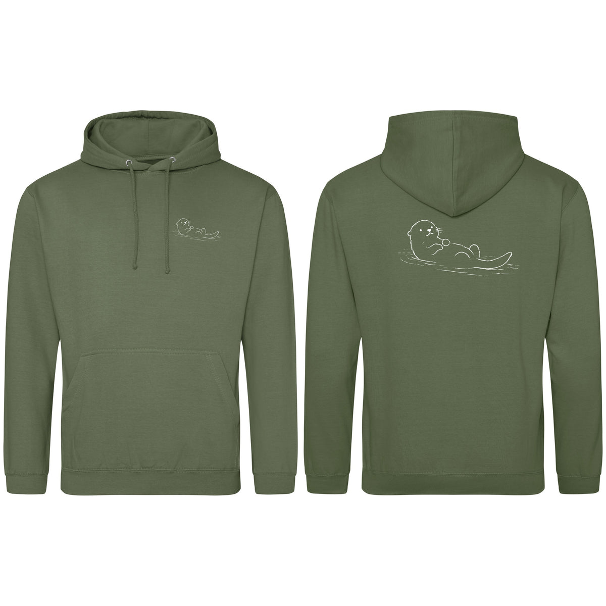Floating Otter Adult Hoodie - Wild Lines Earthy Green colour variant image