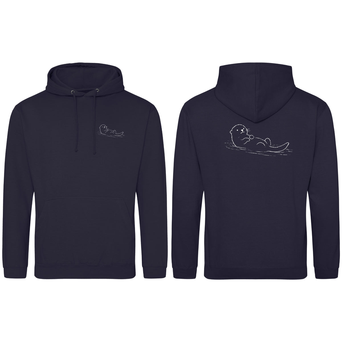 Floating Otter Adult Hoodie - Wild Lines French Navy colour variant image