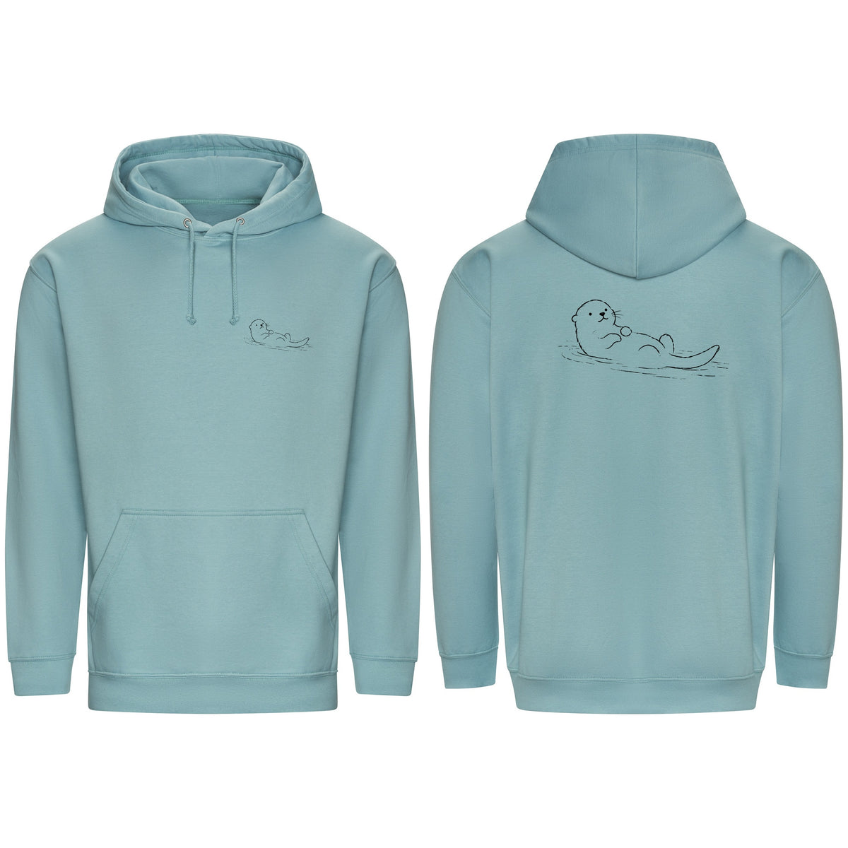 Floating Otter Adult Hoodie - Wild Lines Seafoam colour variant image