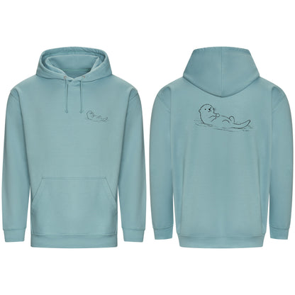 Floating Otter Adult Hoodie - Wild Lines Seafoam colour variant image