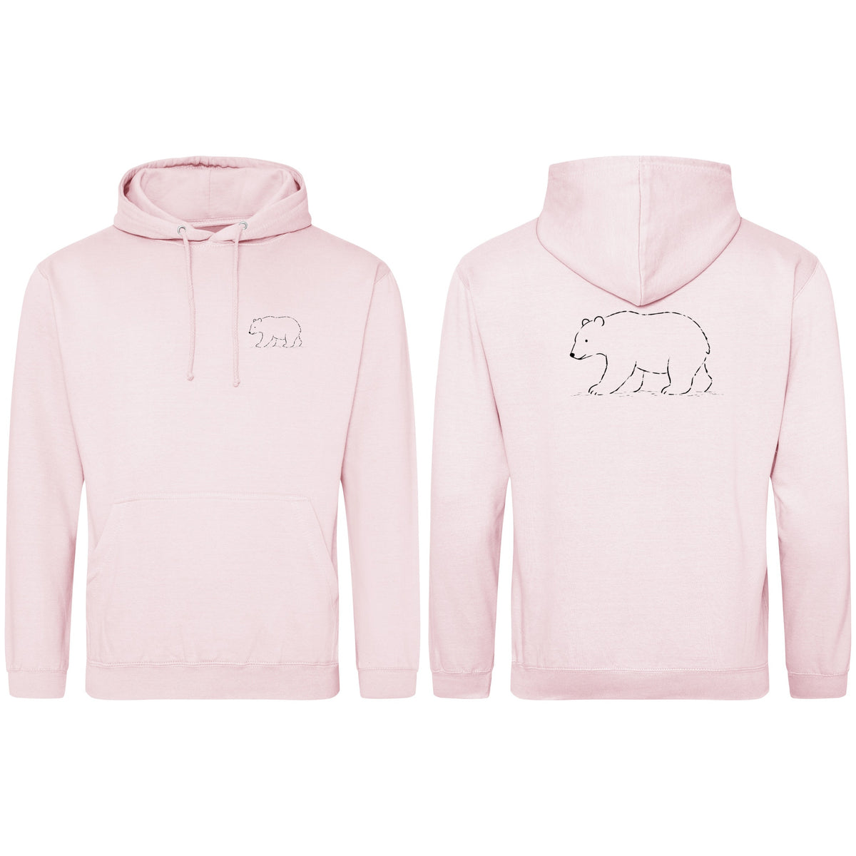 Roaming Bear Adult Hoodie - Wild Lines Baby Pink colour variant image