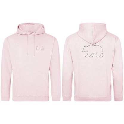 Roaming Bear Adult Hoodie - Wild Lines Baby Pink colour variant image