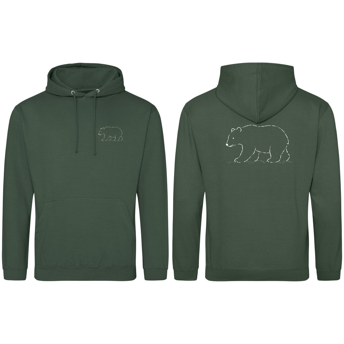 Roaming Bear Adult Hoodie - Wild Lines Bottle Green colour variant image