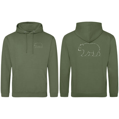 Roaming Bear Adult Hoodie - Wild Lines Earthy Green colour variant image