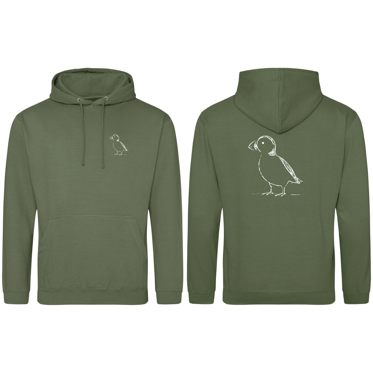 Proud Puffin Adult Hoodie - Wild Lines Earthy Green colour variant image