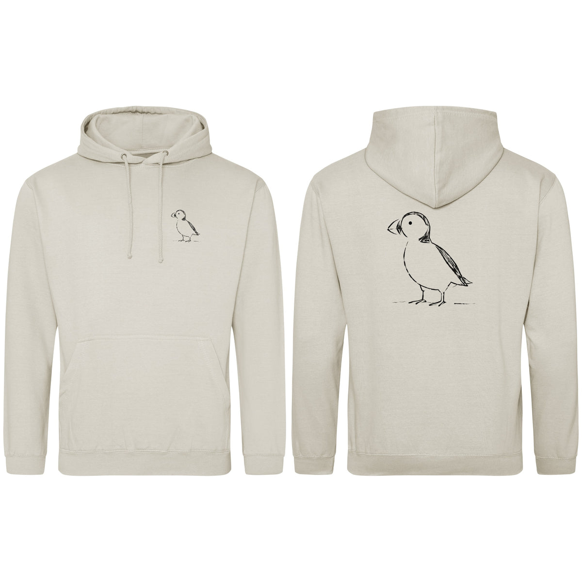 Proud Puffin Adult Hoodie - Wild Lines Natural Stone colour variant image