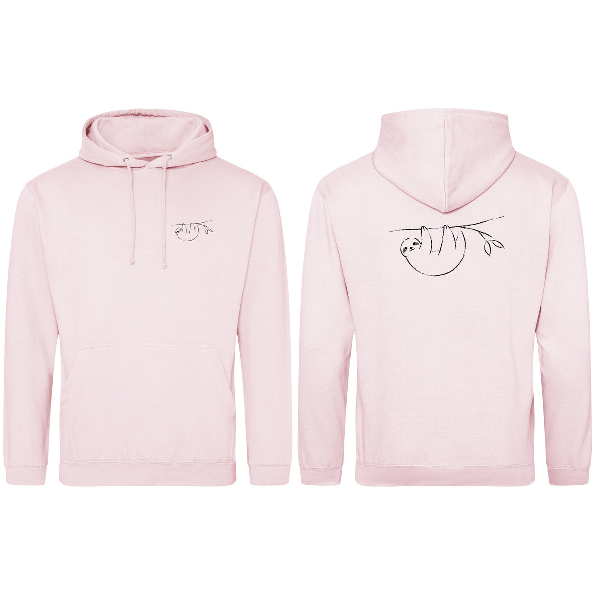 Hanging Sloth Adult Hoodie - Wild Lines Baby Pink colour variant image