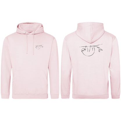 Hanging Sloth Adult Hoodie - Wild Lines Baby Pink colour variant image