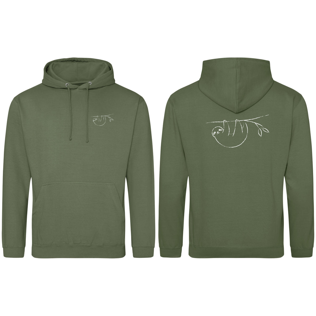 Hanging Sloth Adult Hoodie - Wild Lines Earthy Green colour variant image