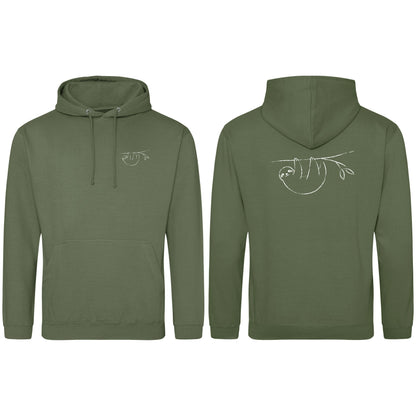 Hanging Sloth Adult Hoodie - Wild Lines Earthy Green colour variant image