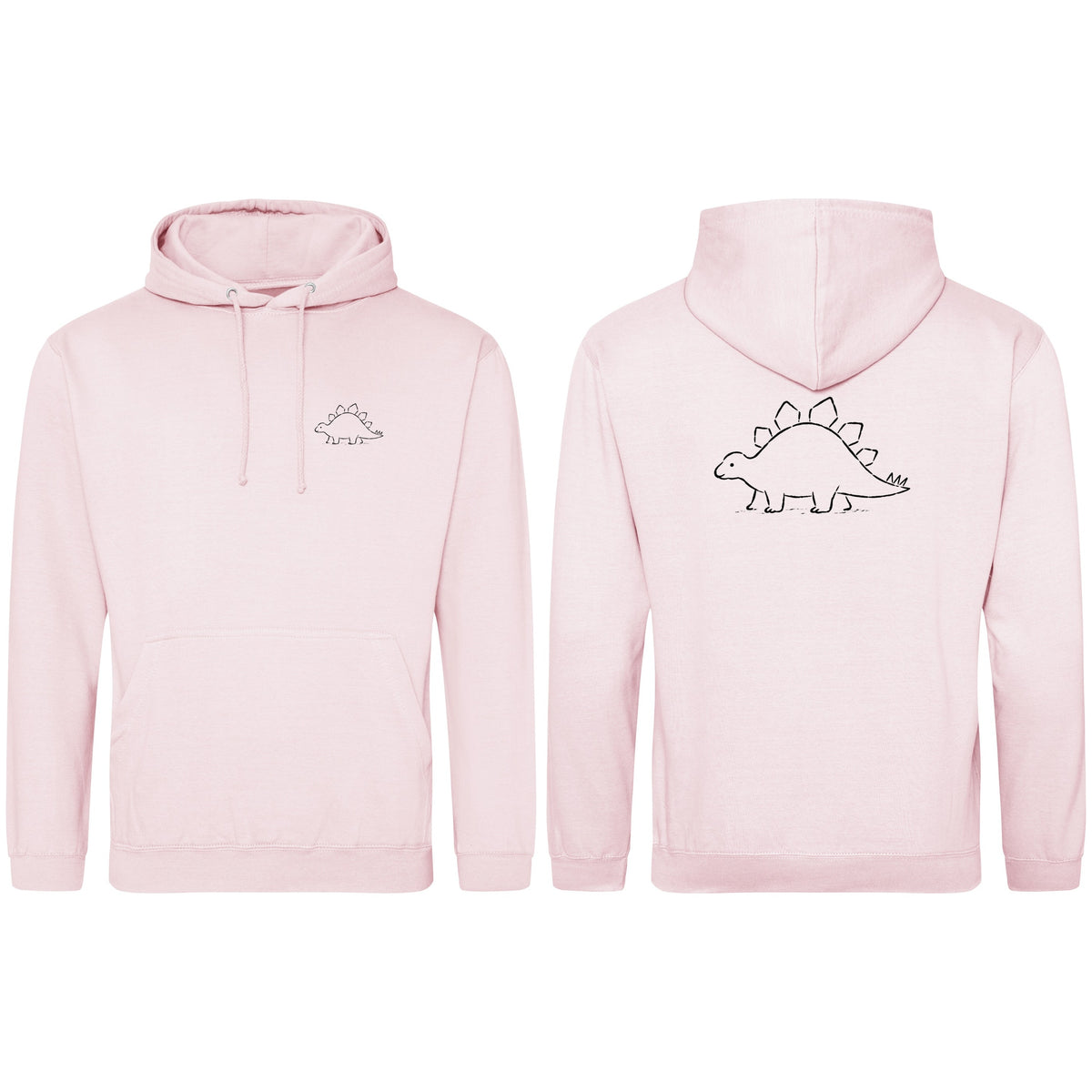 Stepping Stegosaurus Adult Hoodie - Wild Lines Baby Pink colour variant image