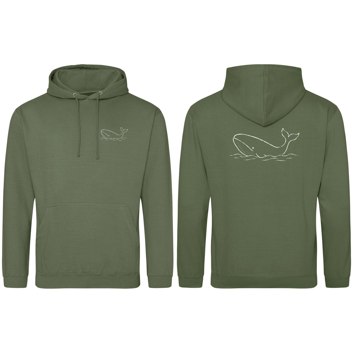 Drifting Whale Adult Hoodie - Wild Lines Earthy Green colour variant image