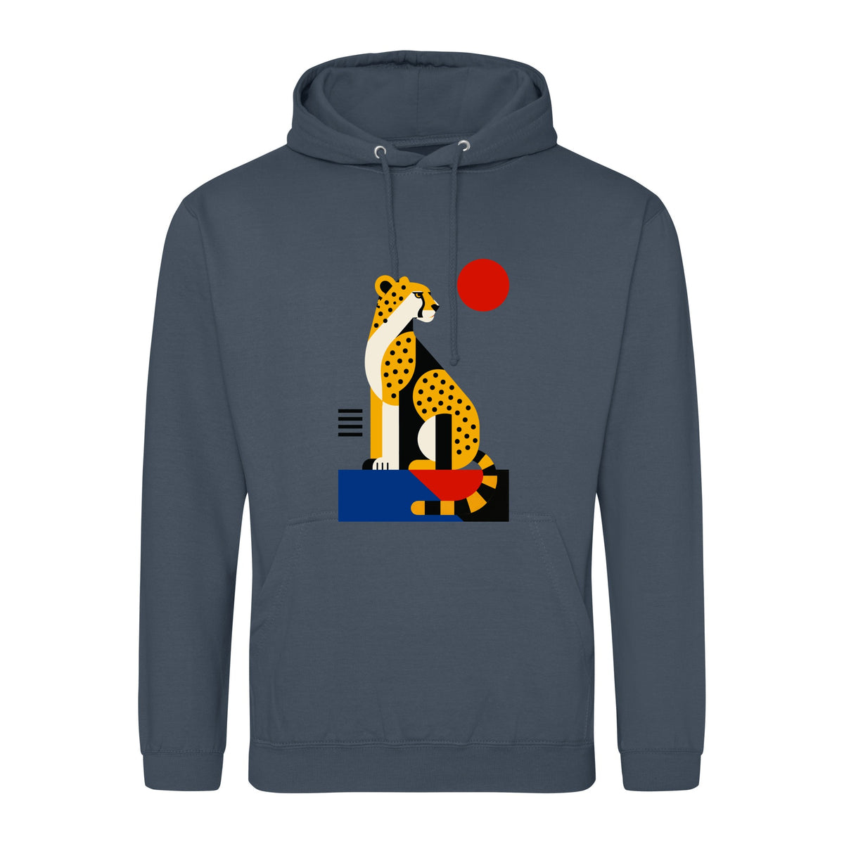 Poised Cheetah Adult Hoodie - Modern Menagerie Airforce Blue colour variant image