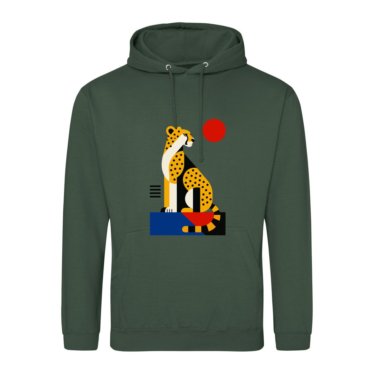 Poised Cheetah Adult Hoodie - Modern Menagerie Bottle Green colour variant image