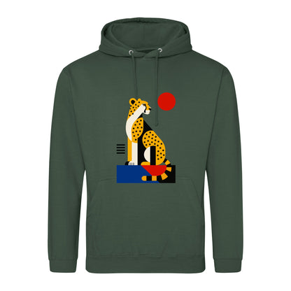 Poised Cheetah Adult Hoodie - Modern Menagerie Bottle Green colour variant image