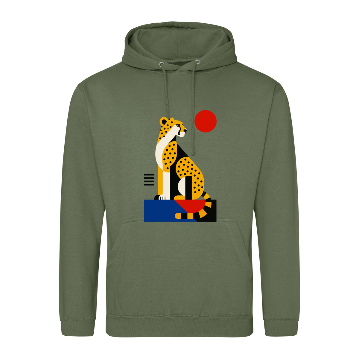 Poised Cheetah Adult Hoodie - Modern Menagerie Earthy Green colour variant image