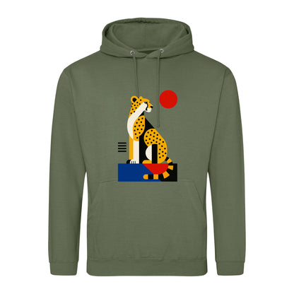 Poised Cheetah Adult Hoodie - Modern Menagerie Earthy Green colour variant image