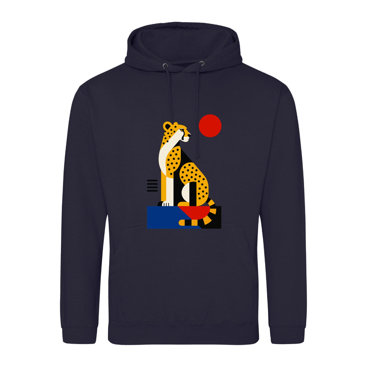 Poised Cheetah Adult Hoodie - Modern Menagerie French Navy colour variant image
