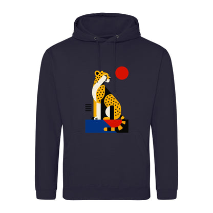 Poised Cheetah Adult Hoodie - Modern Menagerie French Navy colour variant image