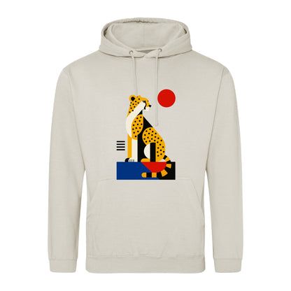 Poised Cheetah Adult Hoodie - Modern Menagerie Natural Stone colour variant image