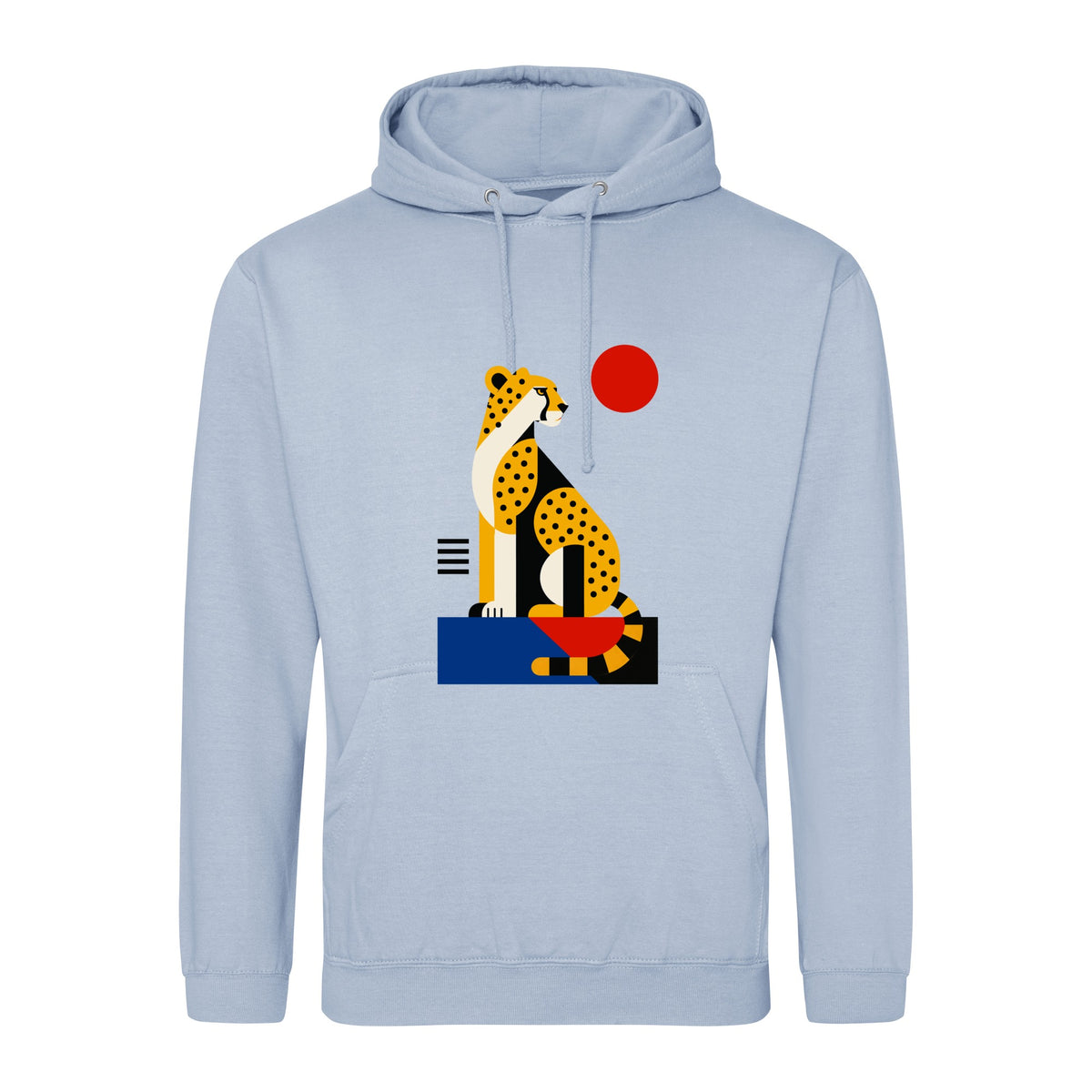 Poised Cheetah Adult Hoodie - Modern Menagerie Sky Blue colour variant image