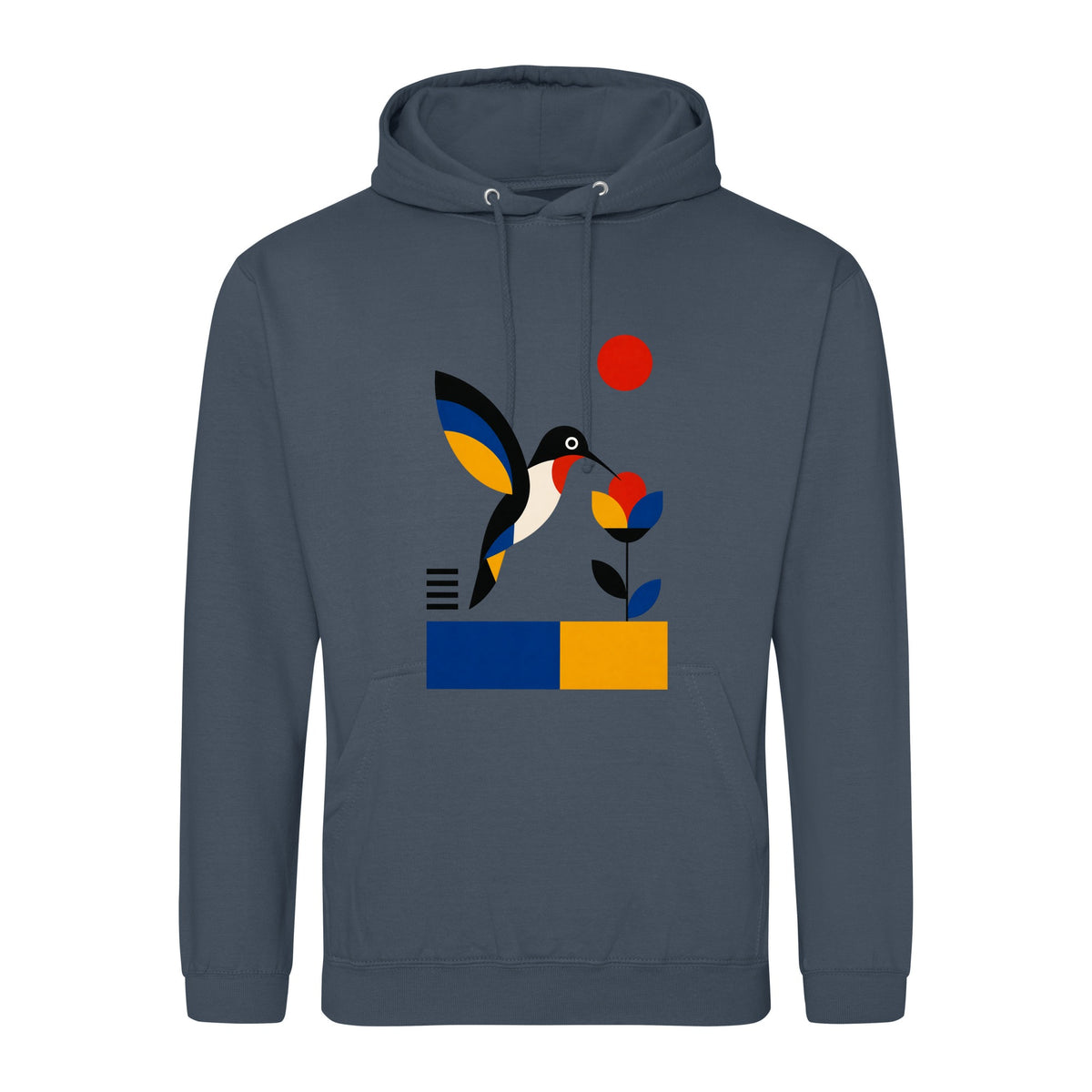 Hummingbird Bloom Adult Hoodie - Modern Menagerie Airforce Blue colour variant image