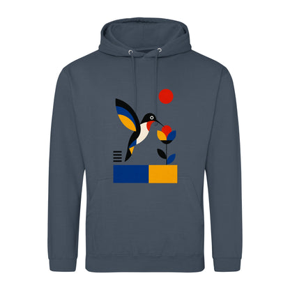 Hummingbird Bloom Adult Hoodie - Modern Menagerie Airforce Blue colour variant image