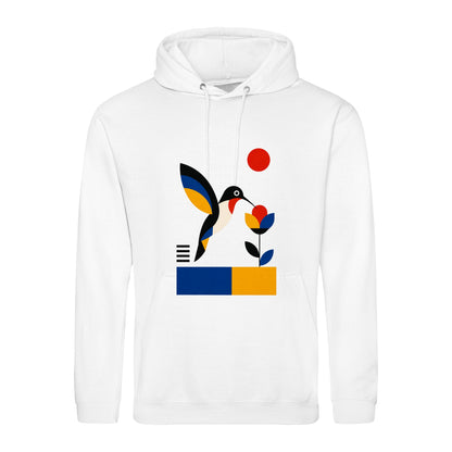 Hummingbird Bloom Adult Hoodie - Modern Menagerie Arctic White colour variant image