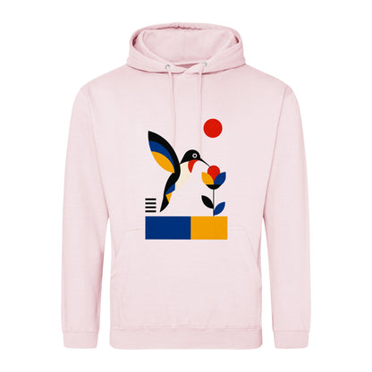 Hummingbird Bloom Adult Hoodie - Modern Menagerie Baby Pink colour variant image
