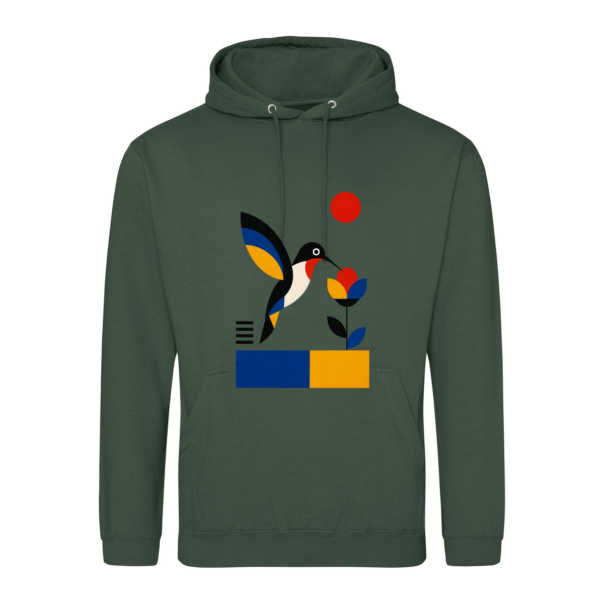 Hummingbird Bloom Adult Hoodie - Modern Menagerie Bottle Green colour variant image