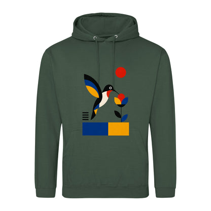 Hummingbird Bloom Adult Hoodie - Modern Menagerie Bottle Green colour variant image