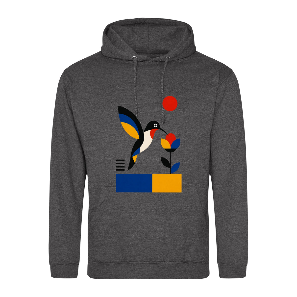 Hummingbird Bloom Adult Hoodie - Modern Menagerie Charcoal colour variant image