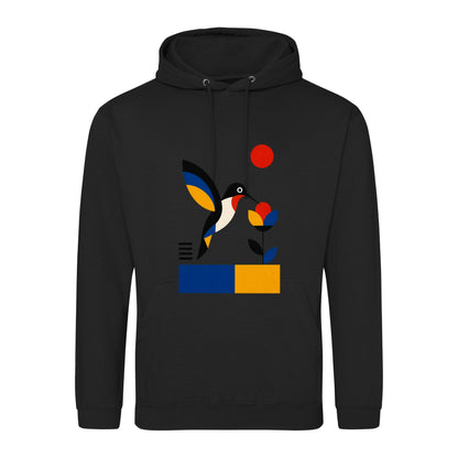 Hummingbird Bloom Adult Hoodie - Modern Menagerie Deep Black colour variant image